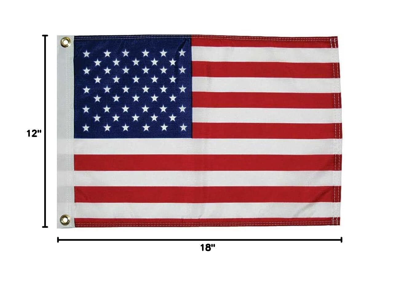 Taylor Made 50 Star U.S. Flag for Boats, 12" x 18", Brass Grommets, Water Repellent 200 Denier Nylon, American Made, Reinforced Heading - 2020109156 - Image 3