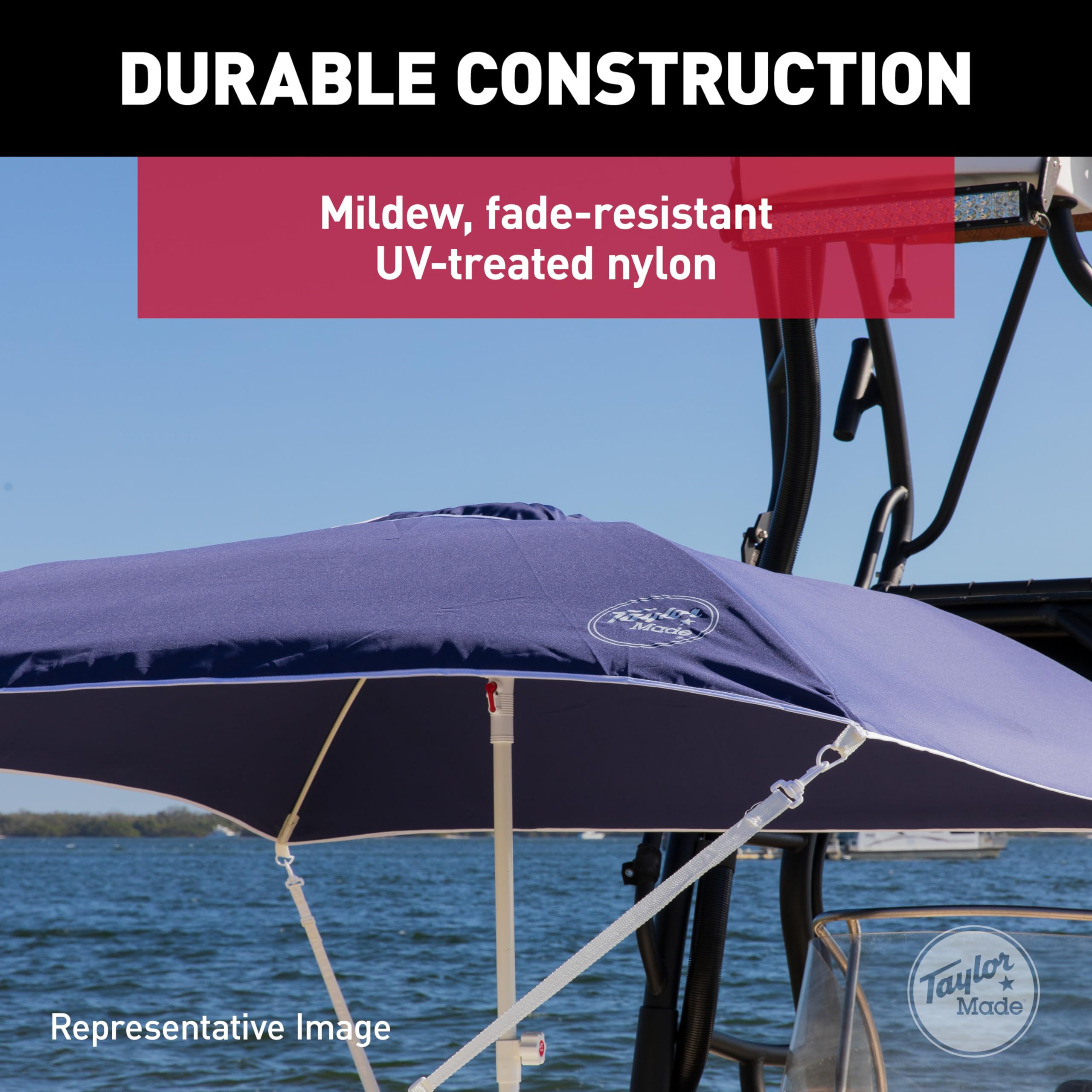 Taylor Made Anchorshade III Boat Shade, Burgandy, 6' x 6', Adjustable Aluminum Pole to 8 Feet, UV-Treated Fade-Resistant Nylon, Market-Style Top, Carrying Case, Fits Most Boats and Benches – 22056 - Image 11