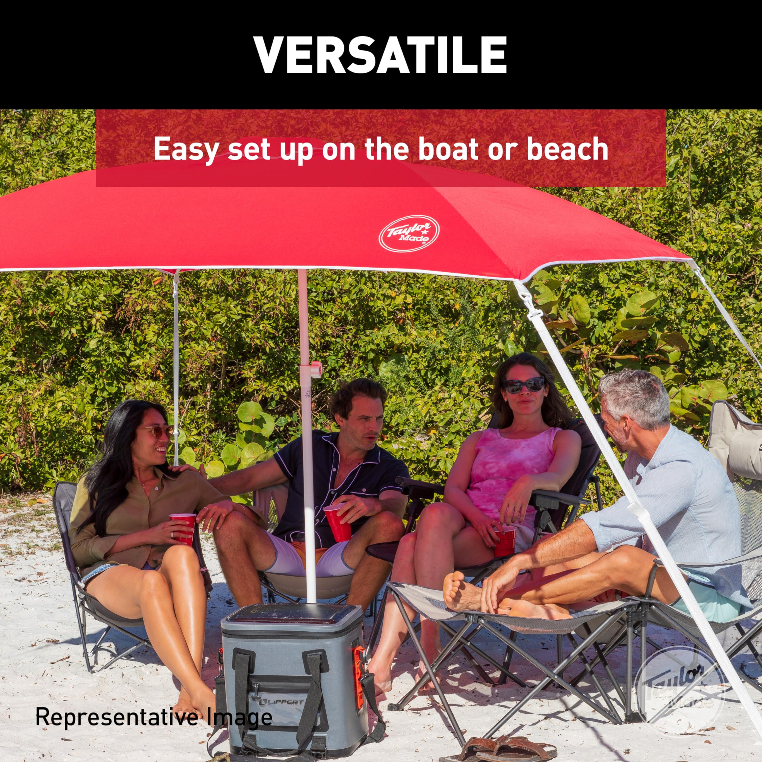 Taylor Made Anchorshade III Boat Shade, Burgandy, 6' x 6', Adjustable Aluminum Pole to 8 Feet, UV-Treated Fade-Resistant Nylon, Market-Style Top, Carrying Case, Fits Most Boats and Benches – 22056 - Image 6