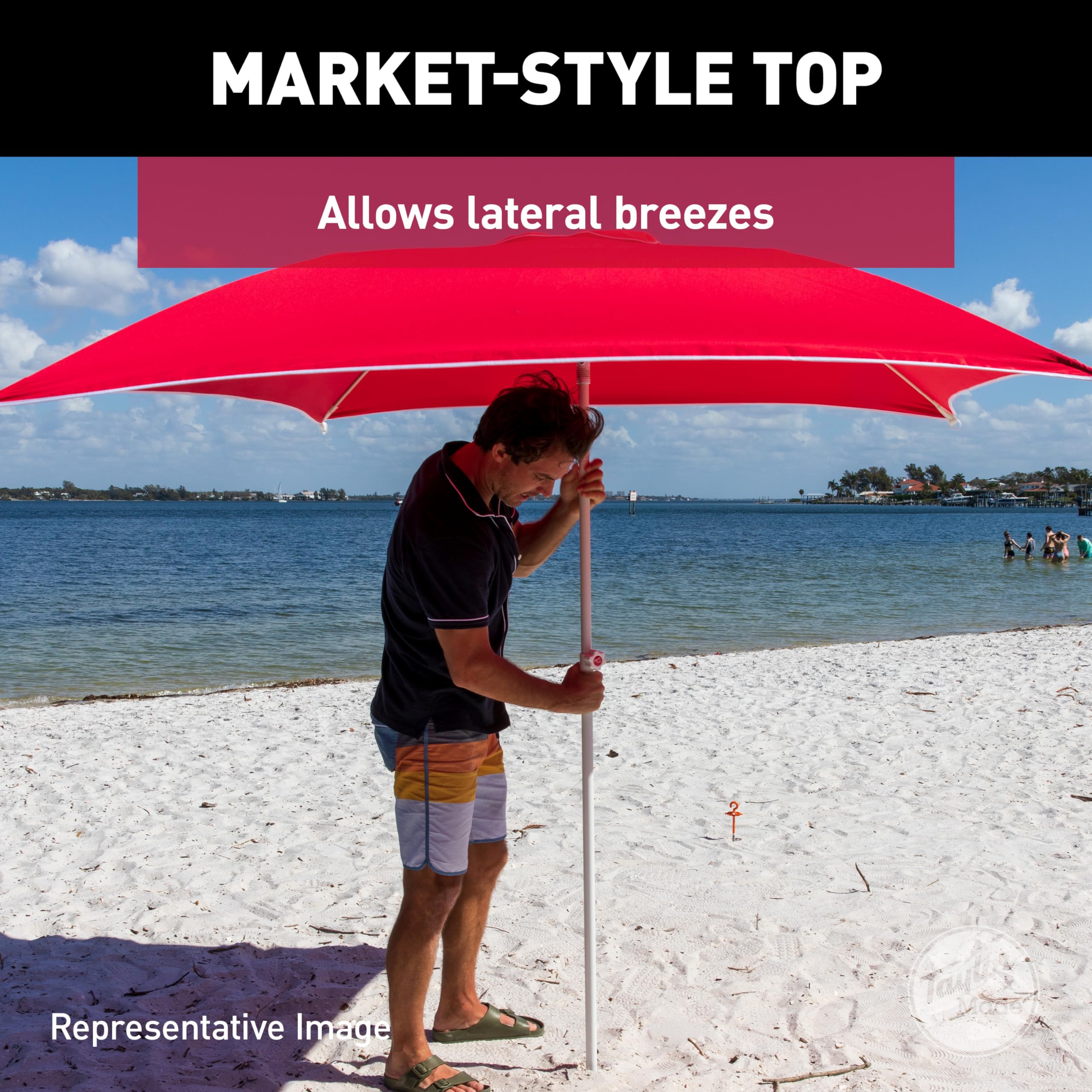 Taylor Made Anchorshade III Boat Shade, Burgandy, 6' x 6', Adjustable Aluminum Pole to 8 Feet, UV-Treated Fade-Resistant Nylon, Market-Style Top, Carrying Case, Fits Most Boats and Benches – 22056 - Image 9