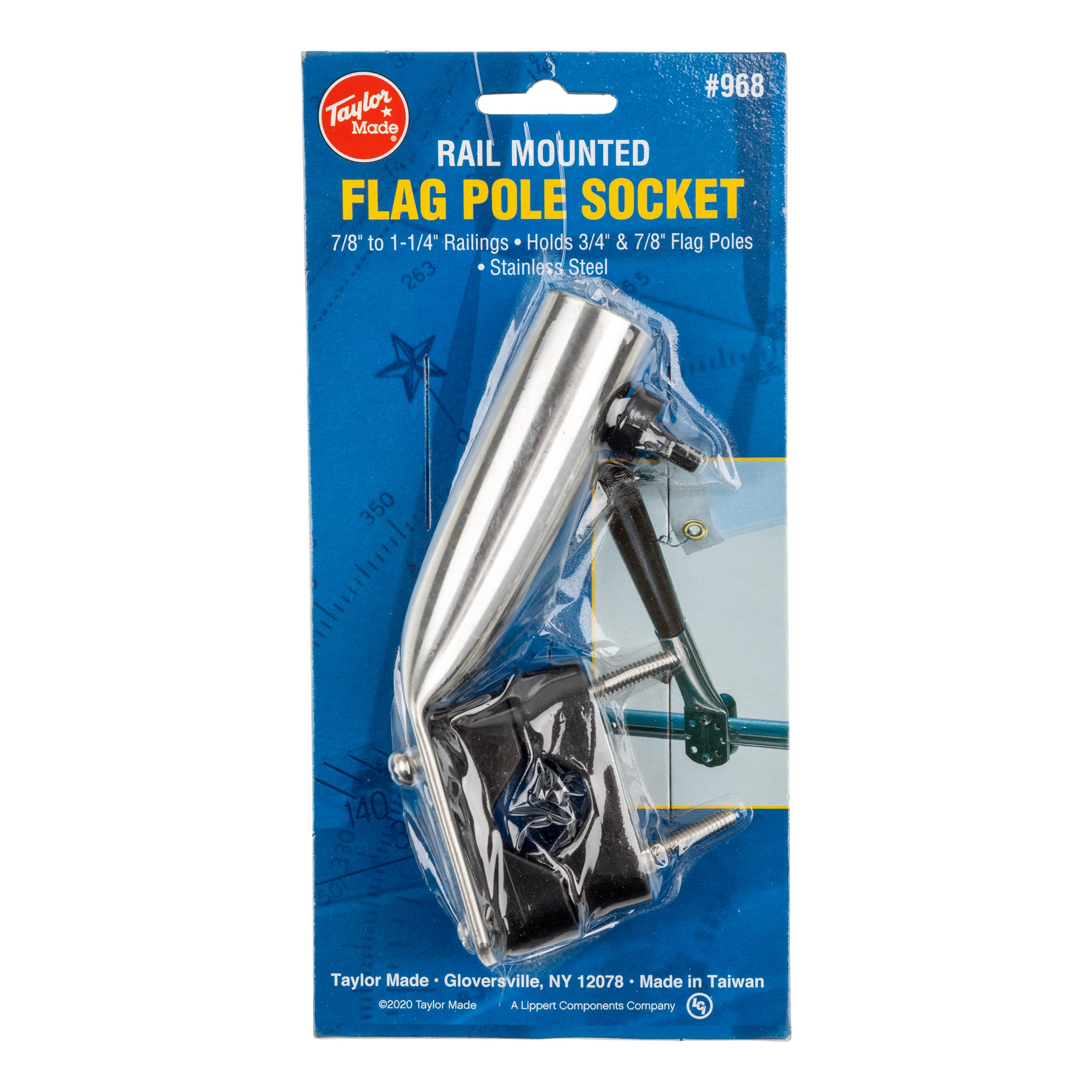 Taylor Made Flag Pole Socket Rail Mount - 3/4" to 7/8" Rails — Perpendicular Mount with Adjustable Angle - Secure Fit - Made in the USA from T304 Stainless-Steel — 2020109097 - Image 6