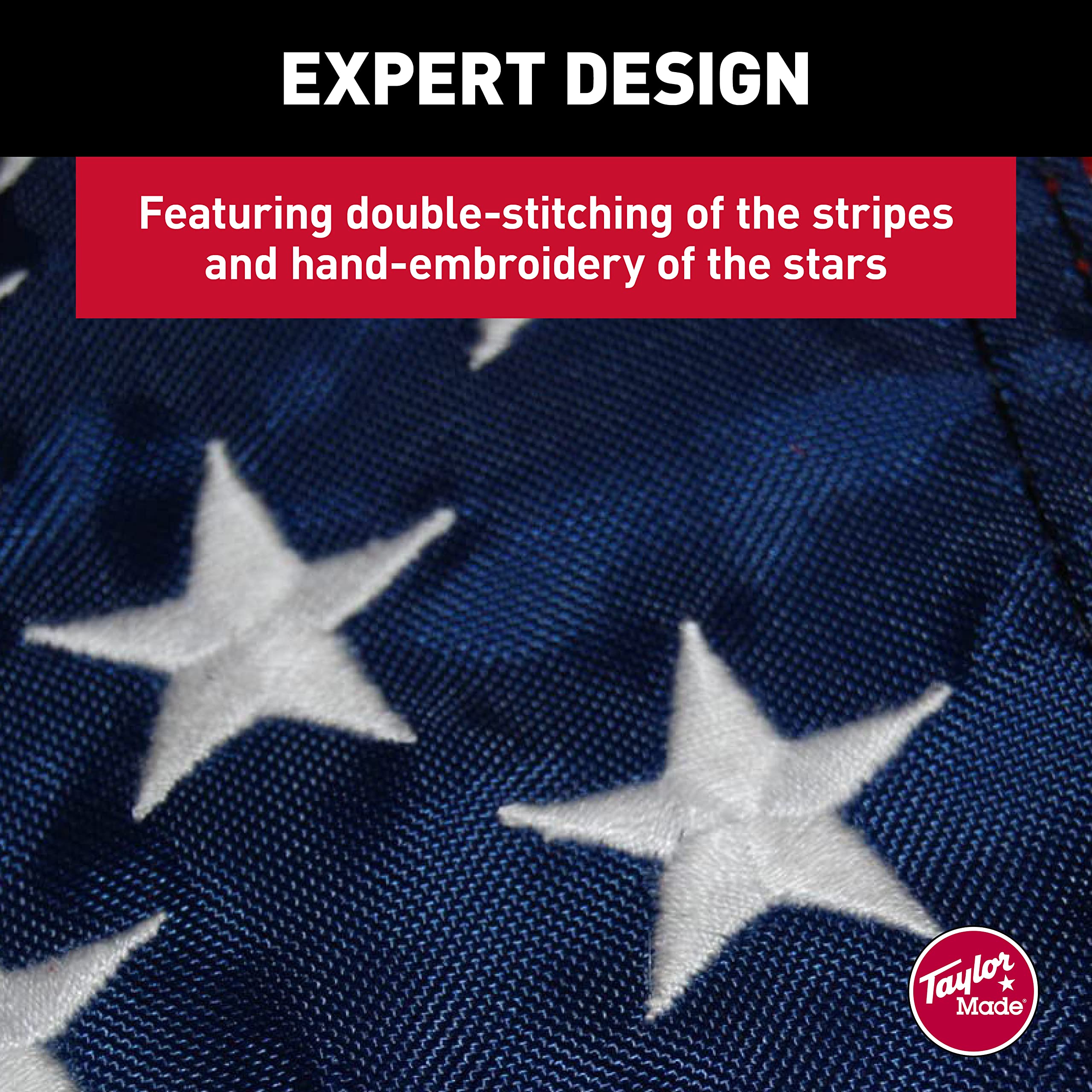 Taylor Made Sewn American Flag for Boats, 12" x 18", Marine-Grade Nylon, Fade Resistant, Brass Grommets, Embroidered Stars and Stripes, Flag only - 2020109194 - Image 5